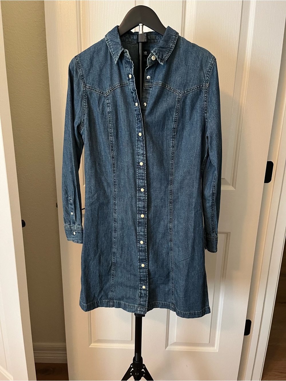 Denim Shirt Dress - Blue